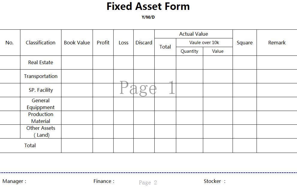 Excel Of Fixed Asset Formxls Wps Free Templates 1015